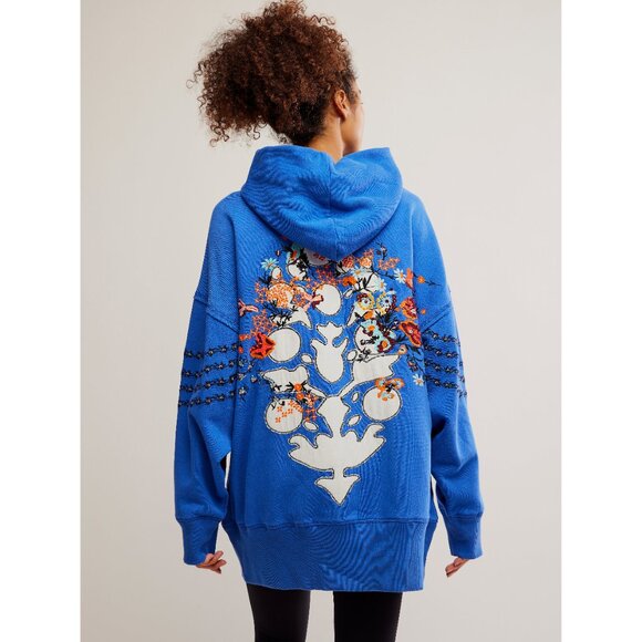 🆕 FP MOVEMENT At My Best Embroidered Hoodie / Stellar Blue - Picture 1 of 6